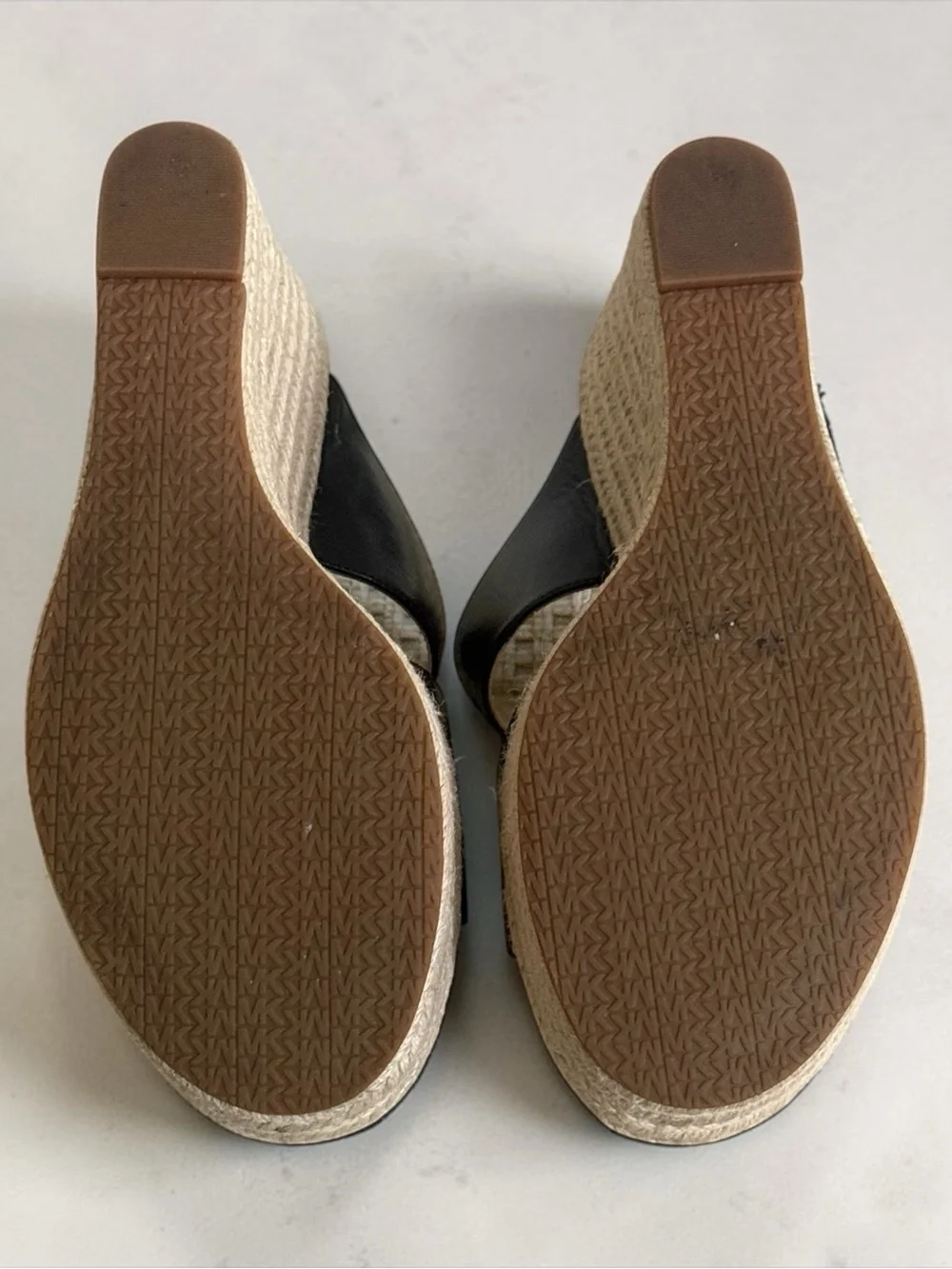 MICHAEL Michael Kors Black Leather Espadrille Wedge Sandals! Size 9.5! EUC!!
